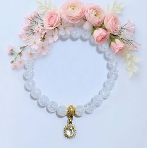 Crackle Quartz Bracelet With Cubic Zirconia Accents